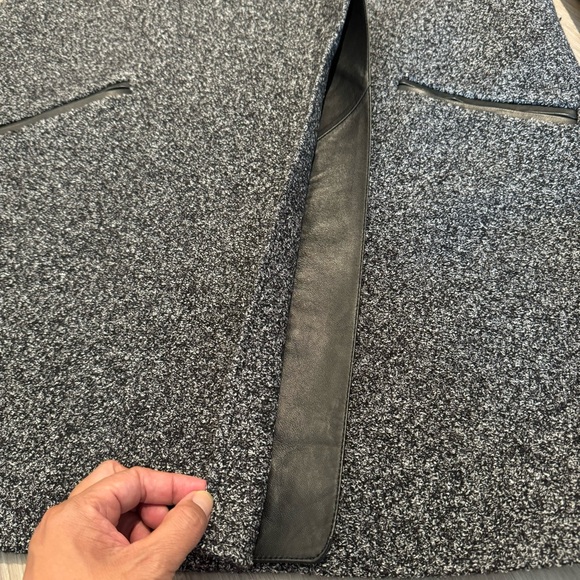 COPY - vince women’s coat size L black gray full zip wool blend lamb leather - Picture 6 of 12